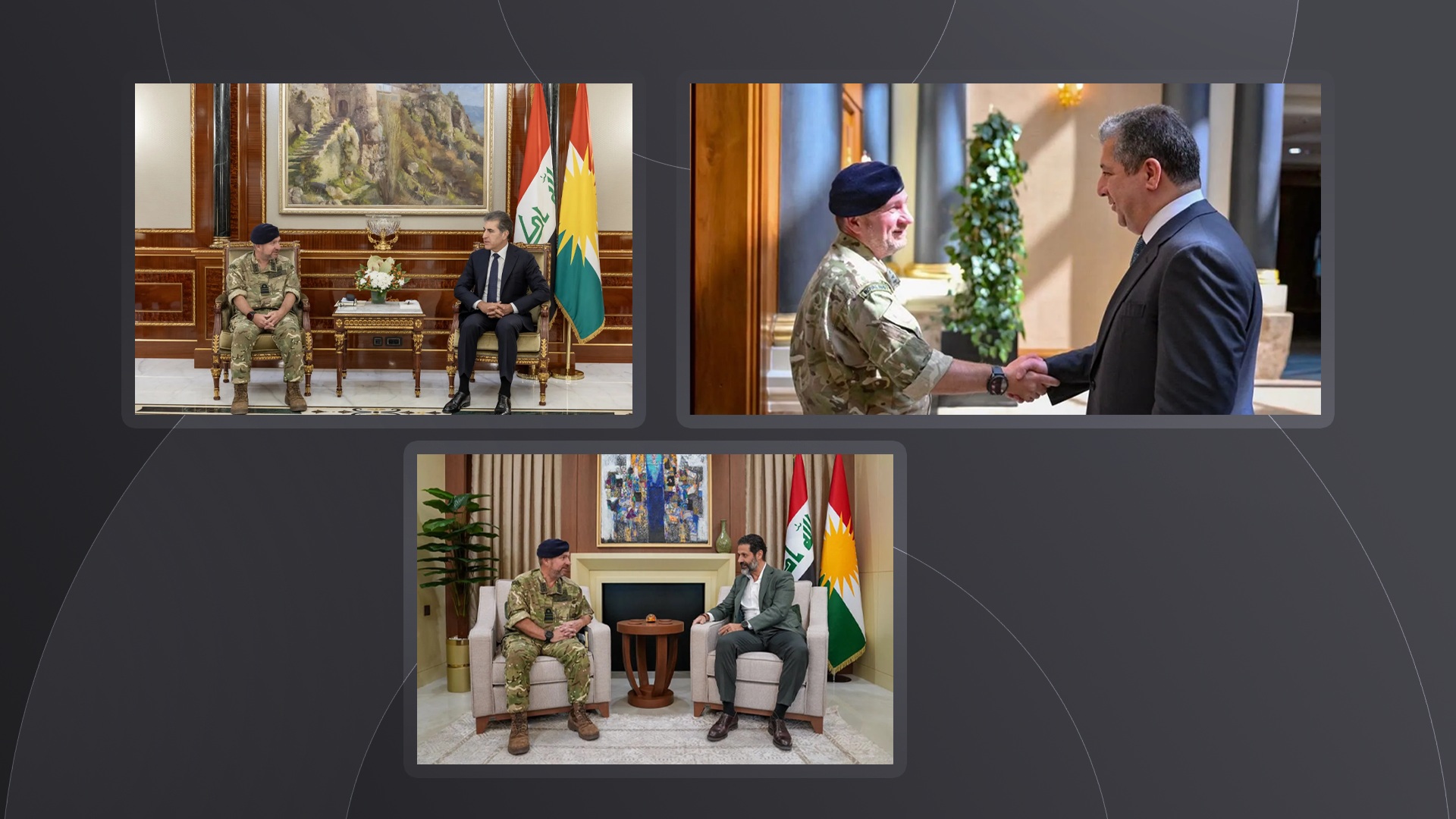 Top leadership of the Kurdistan Region, including President Nechirvan Barzani, Prime Minister Masrour Barzani, and Deputy PM Qubad Talabani, met separately with Vice Admiral Edward Ahlgren, the UK Senior Defence Advisor to the Middle East and North Africa (DSAME), on Sept. 10, 2026. Photo: Kurdistan Region Presidency / KRG / Deputy Prime Minister Office 





