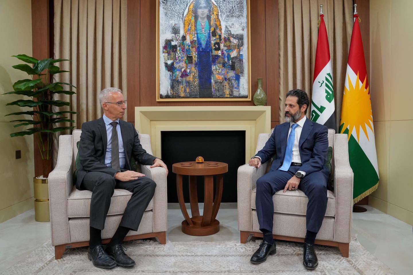 Qubad Talabani, Deputy Prime Minister of the Kurdistan Regional Government, met with German Ambassador to Iraq Daniel Krebber on October 5, 2026. Photo: Qubad Talabani’s Media Office 

