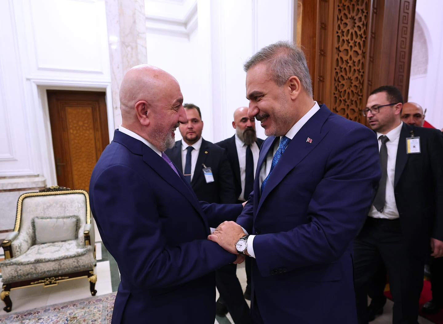 Iraqi President Nizar Amedi meets Turkish Foreign Minister Hakan Fidan at Baghdad Palace on 17 October 2026. Photo: Iraqi Presidency 

