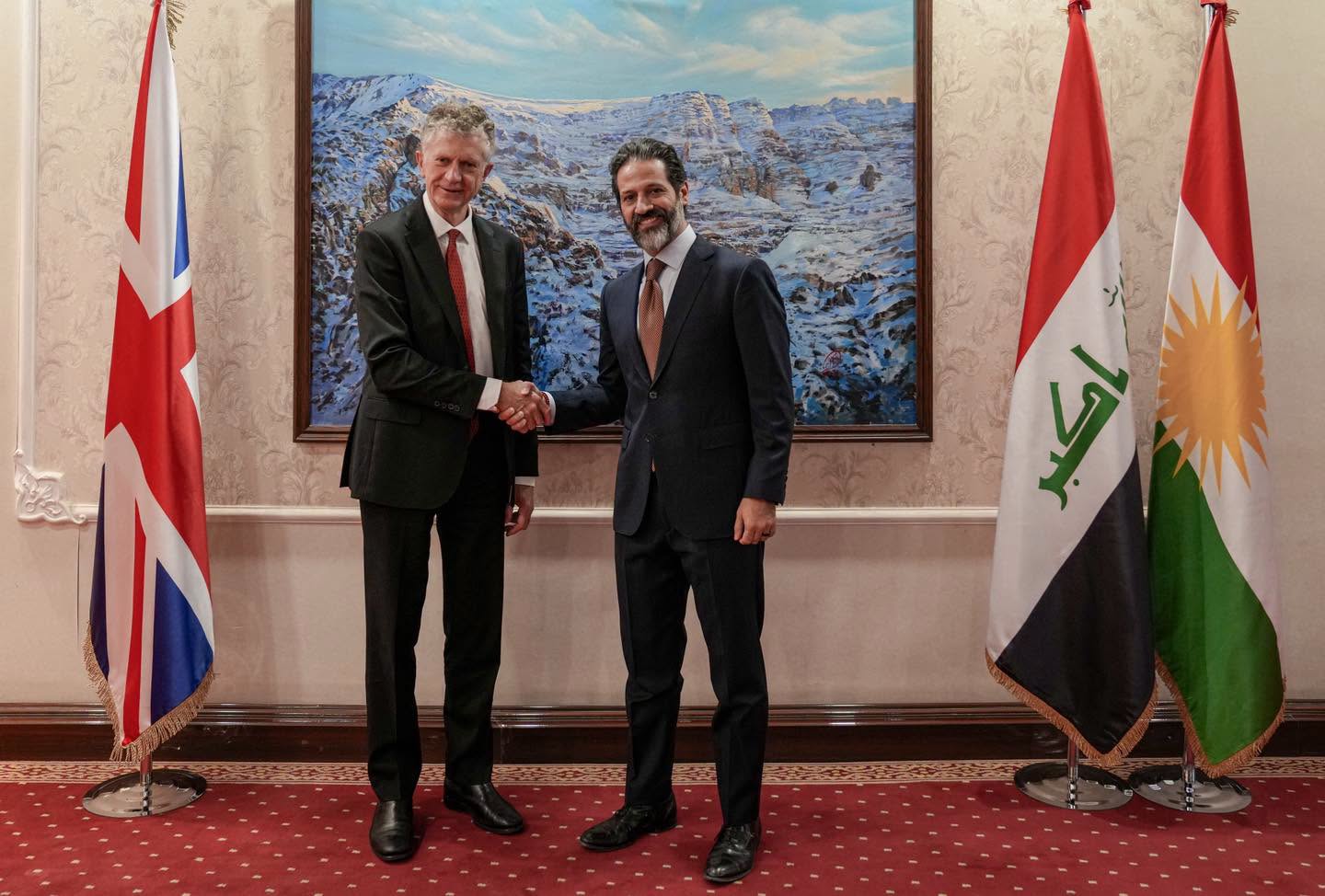 KRG Deputy Prime Minister Qubad Talabani met with UK National Security Adviser Jonathan Powell in Erbil on October 19, 2026. Photo: Qubad Talabani Media Office

