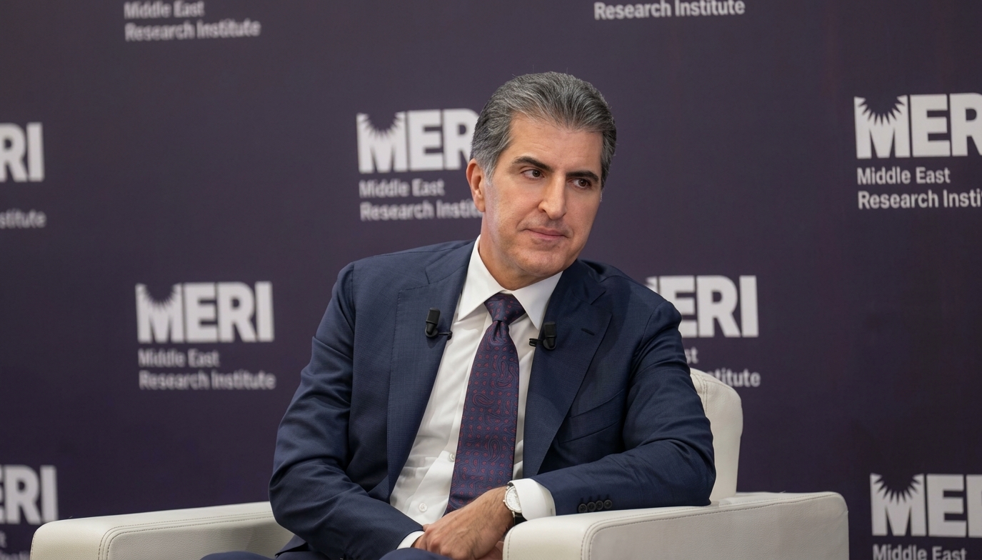 Nechirvan Barzani, Kurdistan Region President, speaks during the annual MERI Forum in Erbil on October 12, 2026