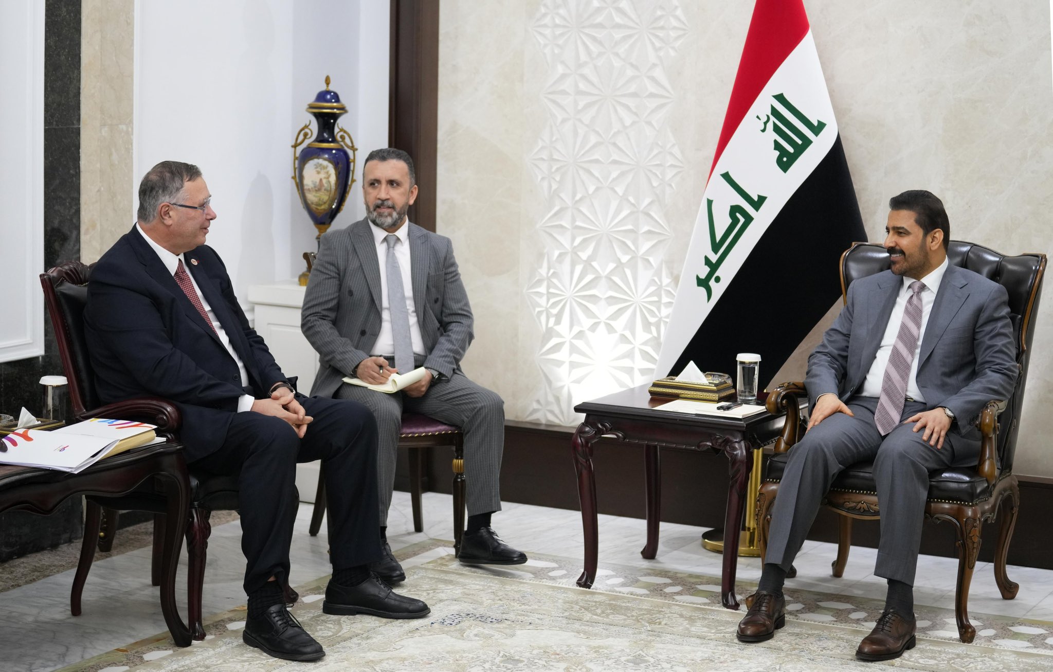 PM Ali Faleh al-Zaidi meets TotalEnergies &amp; ConocoPhillips CEOs over Basra gas expansion. Photo: Prime Minister's Media Office