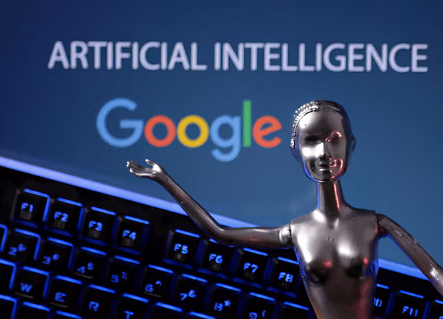 Google logo and AI Artificial Intelligence words are seen in this illustration taken, May 4, 2023. REUTERS/Dado Ruvic