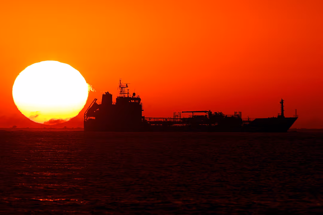 An oil tanker sails near the oil hub at the port of Fos-Lavera at sunset near Marseille, southern France, September 15, 2026. REUTERS/Manon Cruz/File Photo