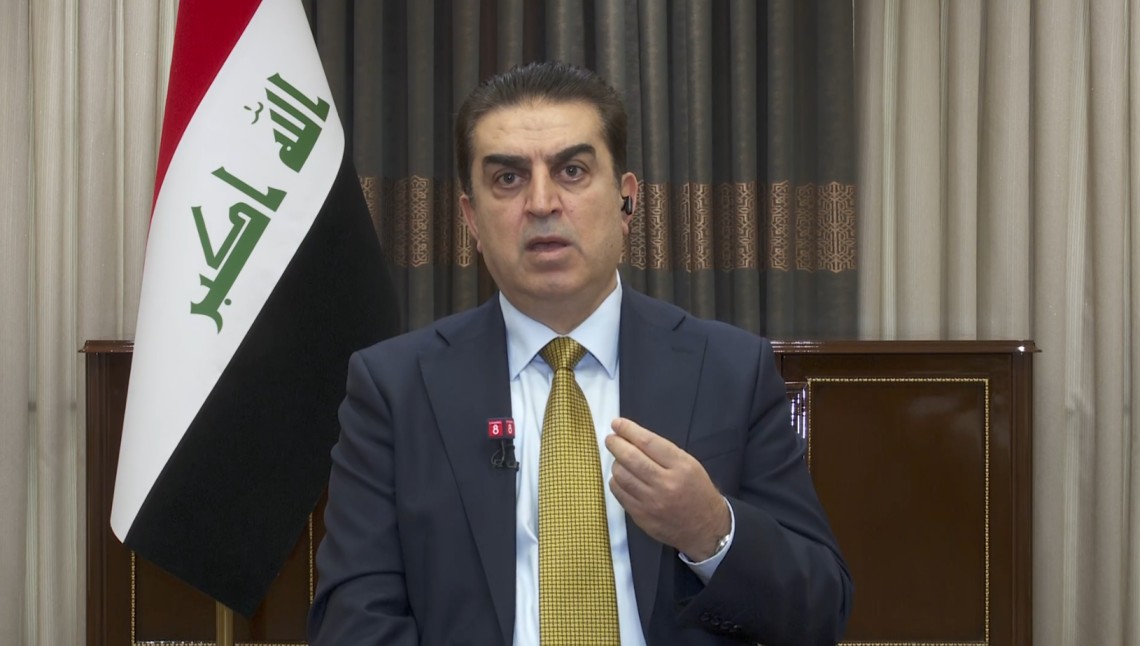 Farhad Atrushi, the Second Deputy Speaker of the Iraqi Parliament, appeared during an interview with Channel8 on October 11, 2026. Photo: Channel8

