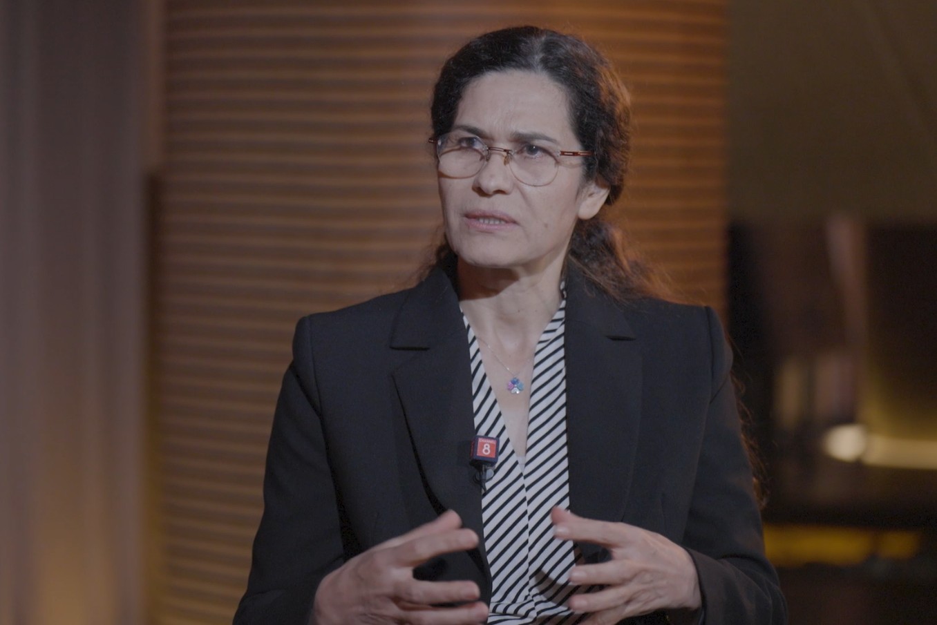 Elham Ahmed, Member of the Foreign Relations Committee of the People’s Assembly of Syria, during an exclusive interview with Channel8