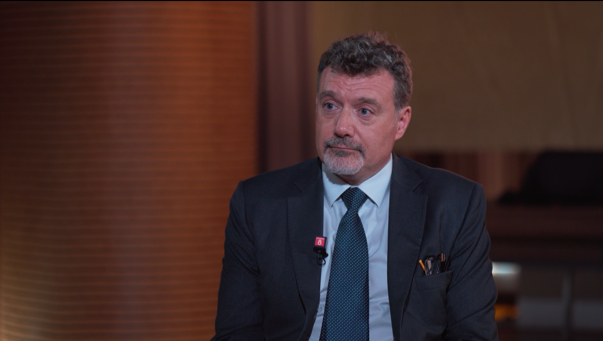 UNHCR (United Nations High Commissioner for Refugees) Representative to Iraq Toby Harward speaks to Channel8 during an interview. Photo: Channel8









