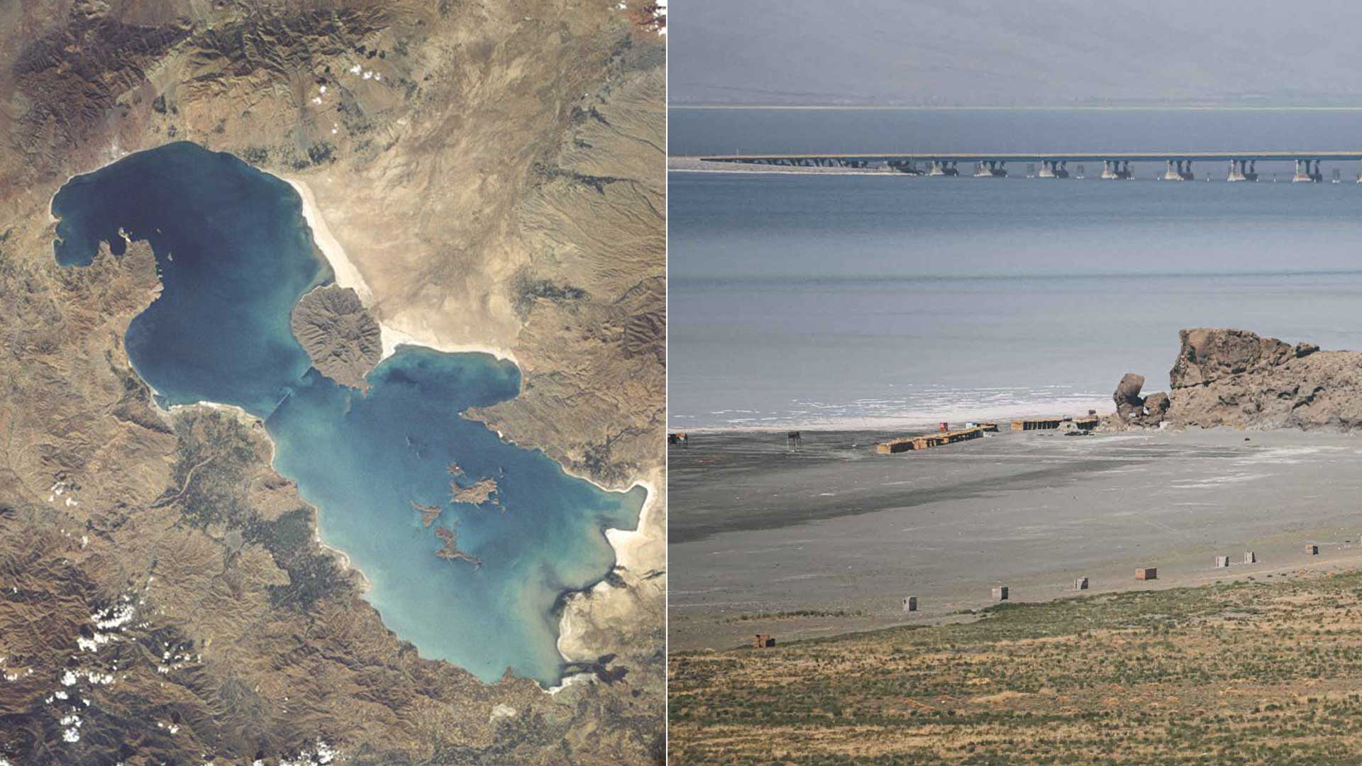 ئاوی دەریاچەی ورمێ لە رۆژهەڵاتی كوردستان، بەرەو وشكبوون دەڕوات. فۆتۆ: گوگڵ