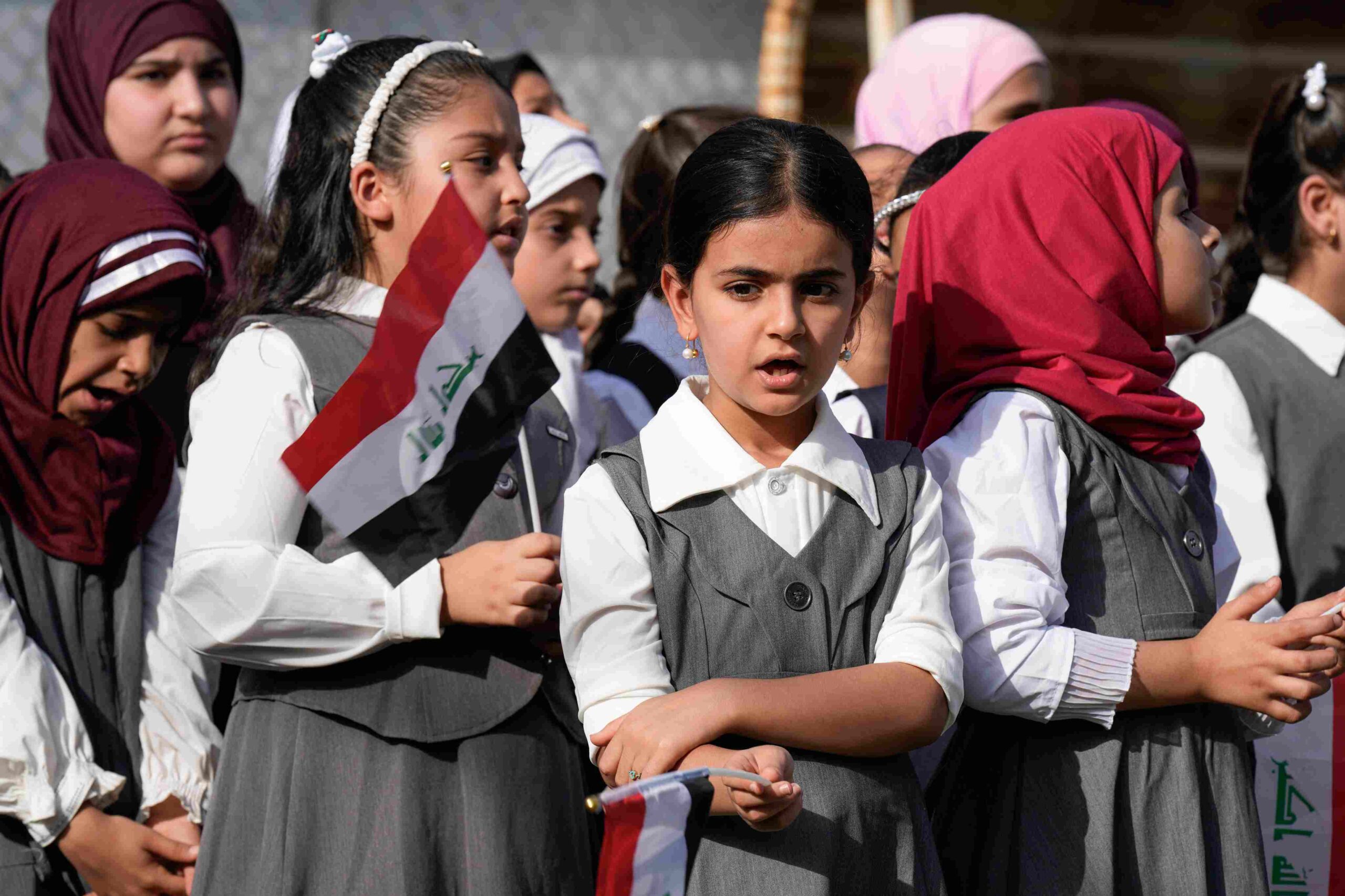 چەند خوێندکارێکی سەرەتایی لە خوێندنگەیەکی بەغداد، فۆتۆ: AP