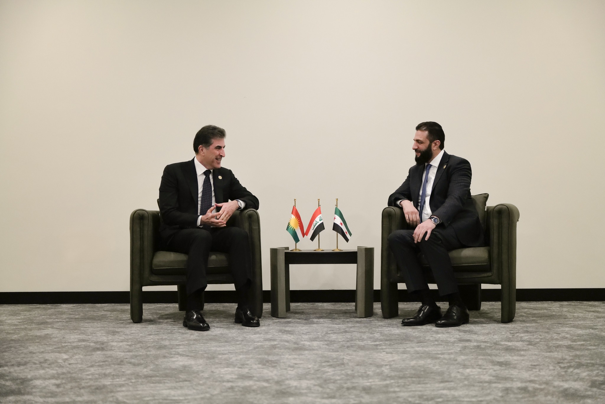 کۆبوونەوەی نێچیرڤان بارزانی و ئەحمەد شەرع