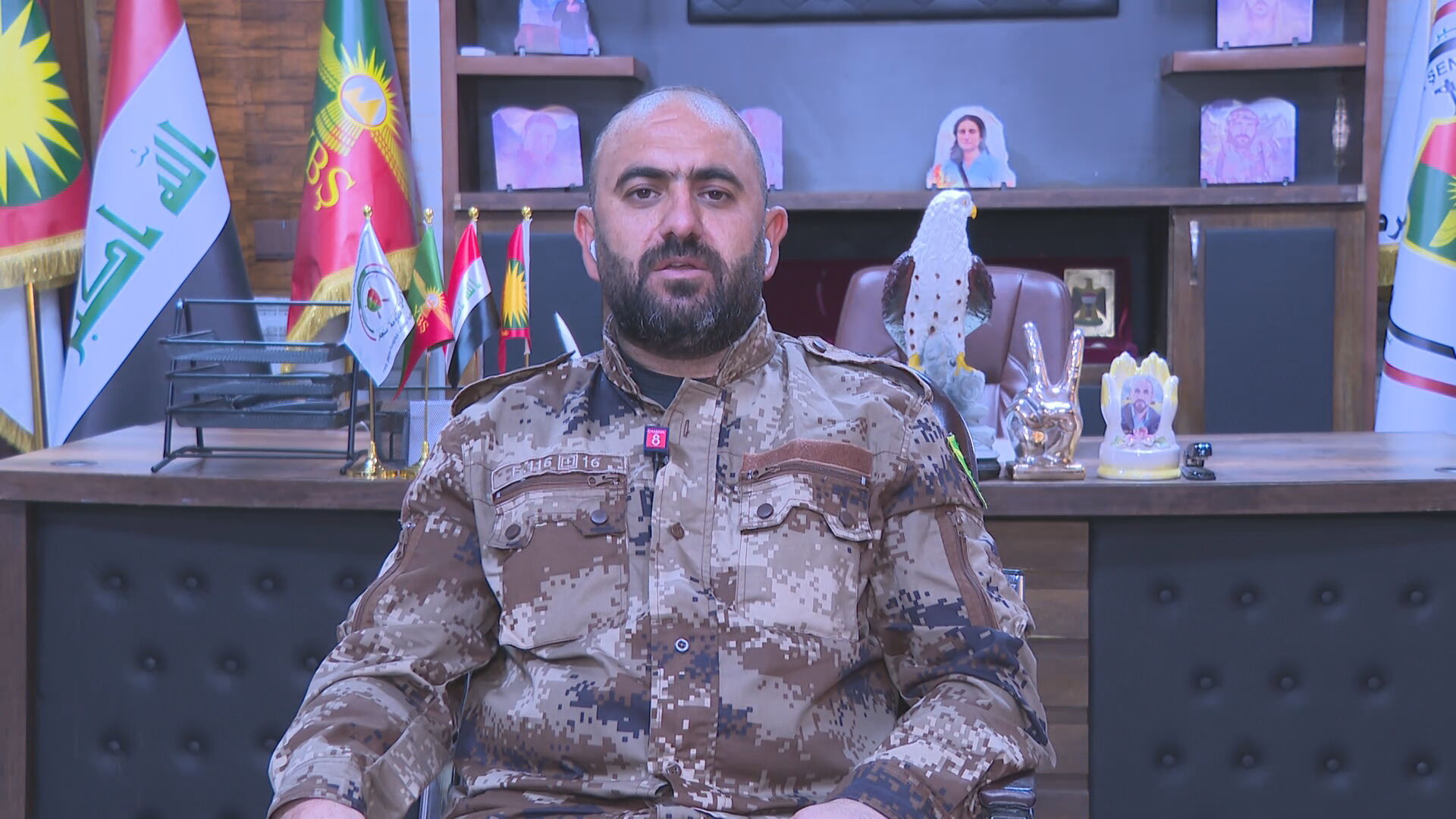 زەکى شنگالى فەرماندە لە یەکینەکانى بەرخۆدانى شنگال فۆتۆ: کەناڵ8