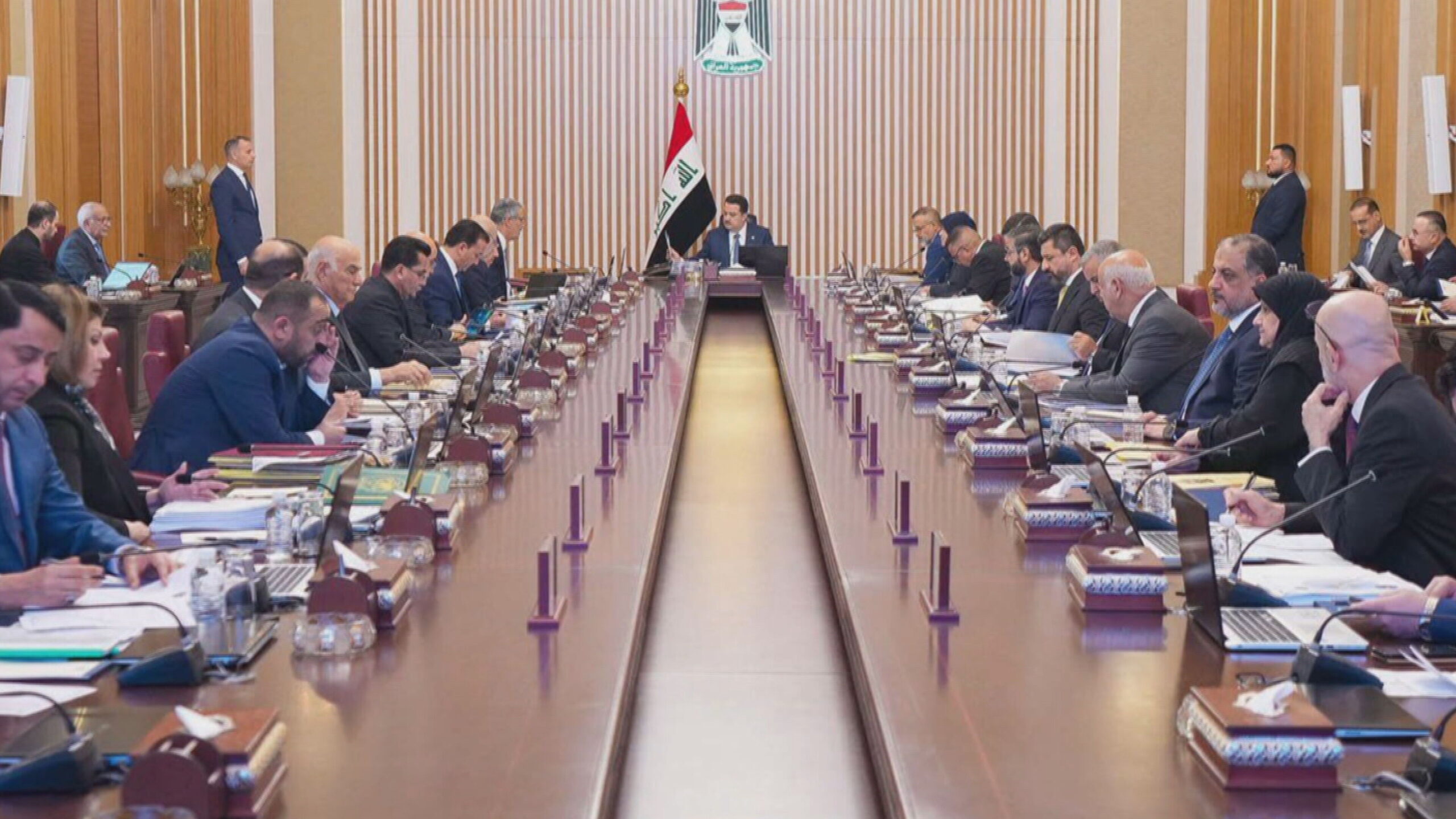 وێنەیەکی کۆبوونەوەکەی ئەنجوومەنی وەزیرانی عێراق