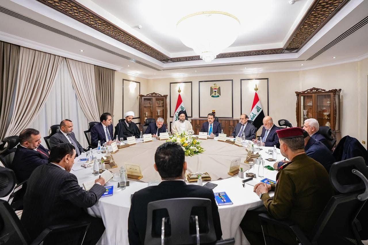کۆبوونەوەی سەرکردەکانی چوارچێوەی هەماهەنگی لە ماڵی محەمەد شیاع سوودانی 