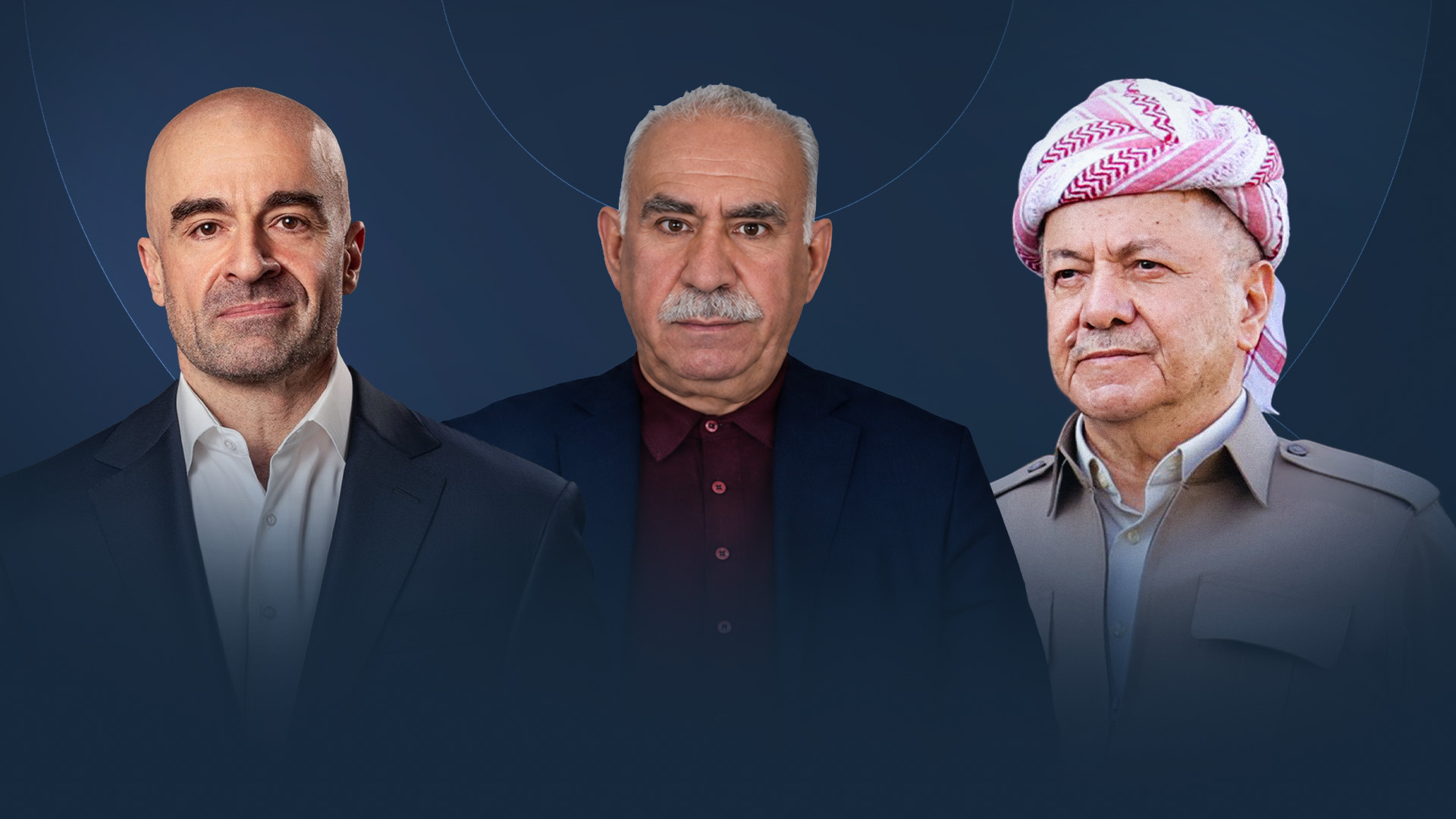 مەسعود بارزانی و عەبدوڵا ئۆجەلان و بافڵ جەلال تاڵەبانی