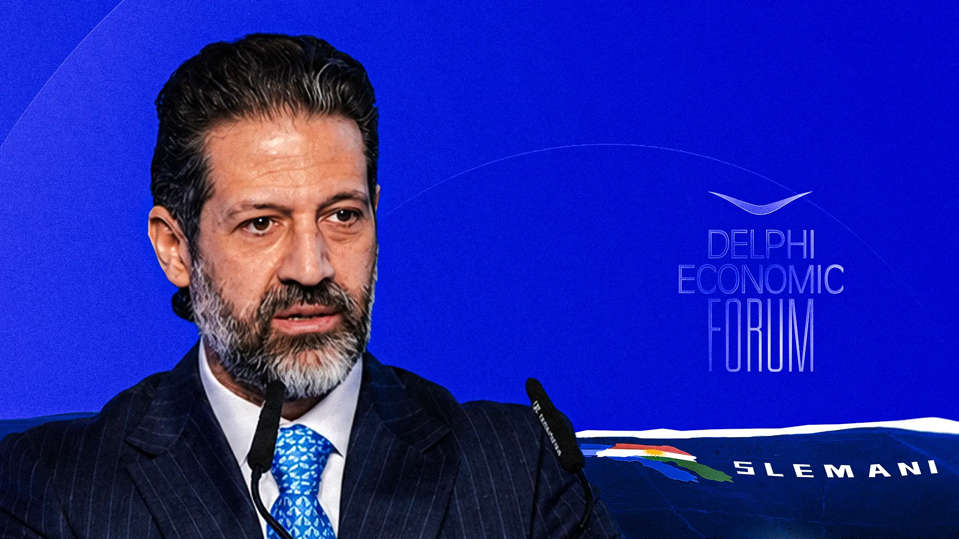 قوباد تاڵەبانی، جێگری سەرۆکوەزیرانی هەرێمی کوردستان لە میانی پێشکەشکردنی گوتارەکەی لە دووەم ڕۆژی کۆڕبەندی دێڵفی لە سلێمانی