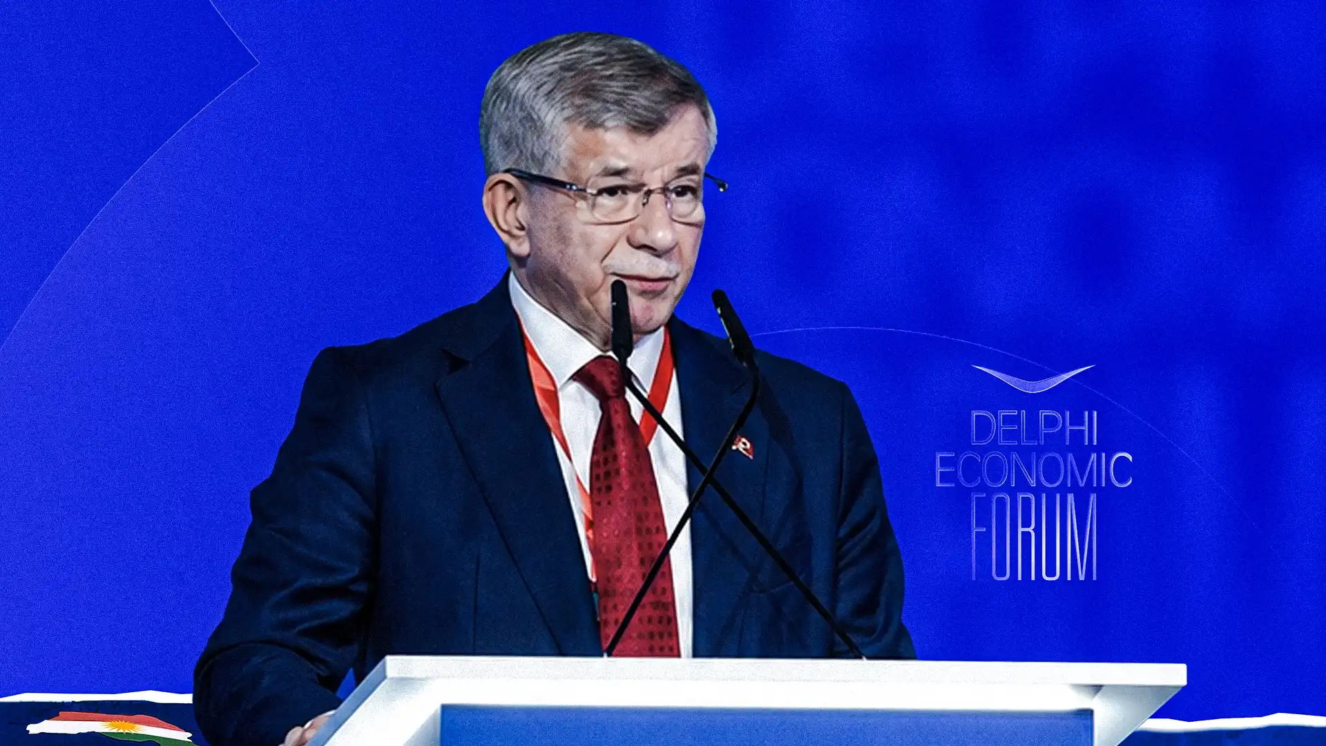 ئەحمەد داود ئۆغڵو، سەرۆکوەزیرانی پێشووتری تورکیا لە کۆڕبەندی دێڵفی لە سلێمانی