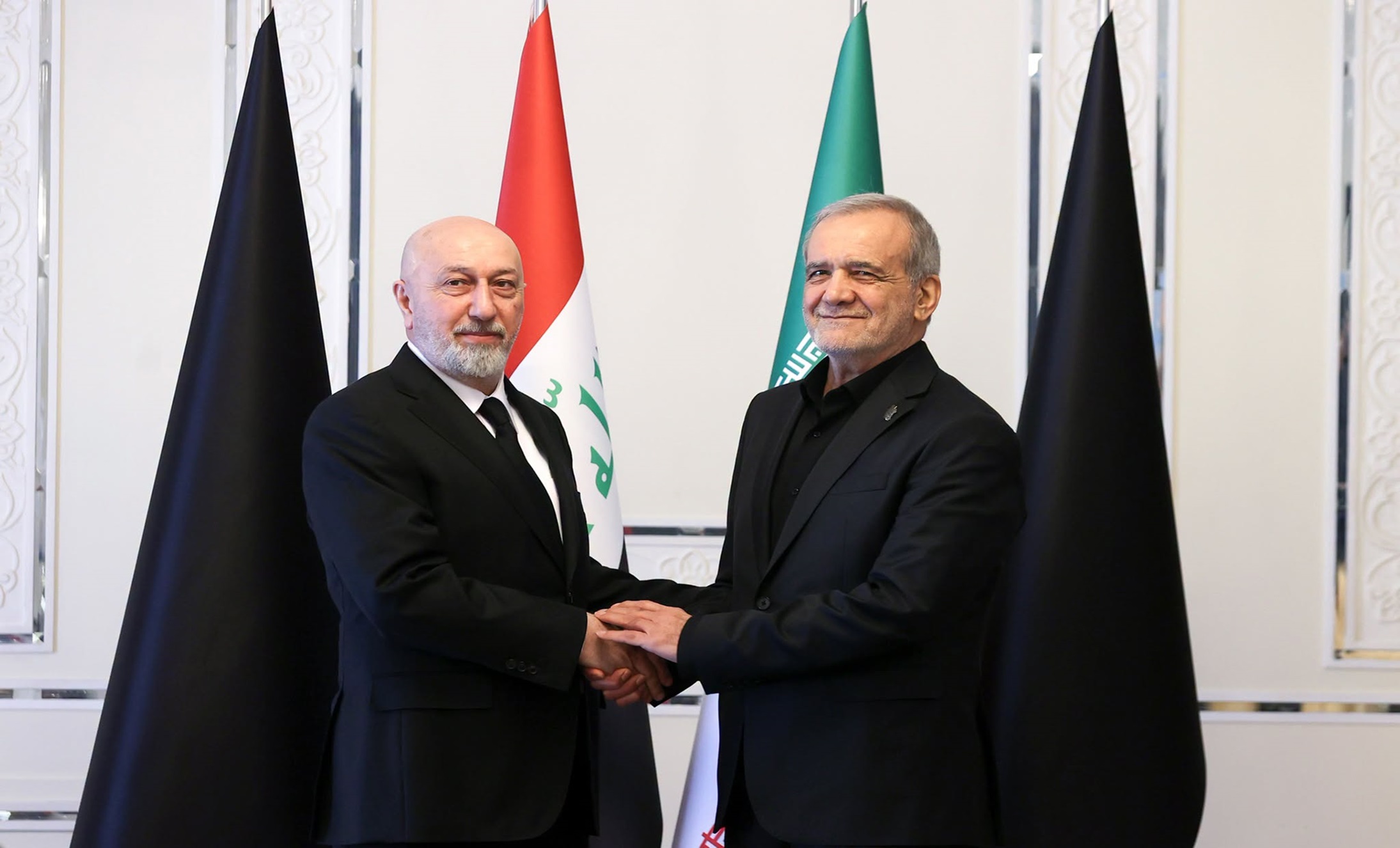 مەسعود پزیشکیان، سەرۆککۆمارى ئێران و نزار ئامێدى، سەرۆککۆمارى عێراق