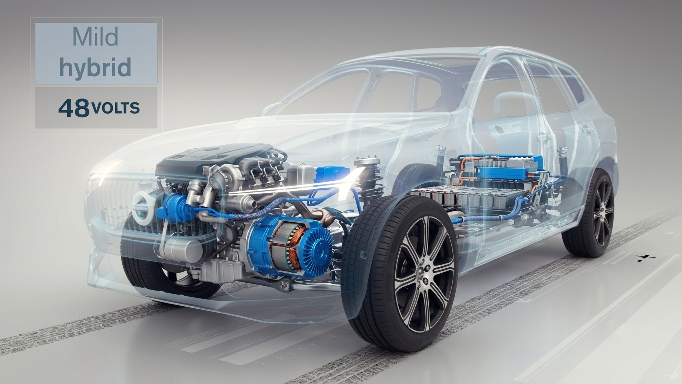 نموونەیەکى گرافیک دیزانیى ئۆتۆمبێلی جۆری مایڵد هایبرید - Mild Hybrid