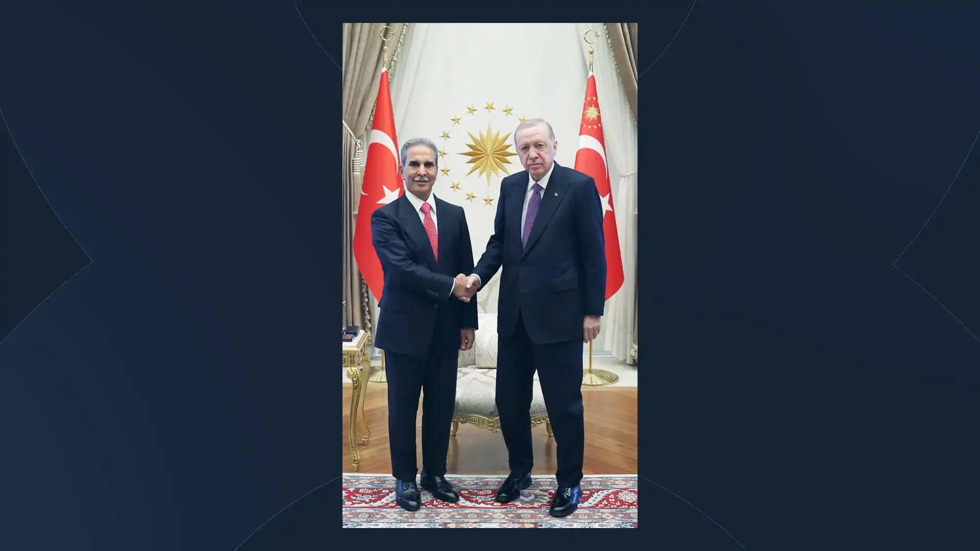 پێشوازیکردنی فایەق زەیدان، سەرۆکی ئەنجوومەنی باڵای دادوەریی عێراق لە لایەت ڕەجەب تەیب ئەردۆغان، سەرۆککۆماری تورکیا