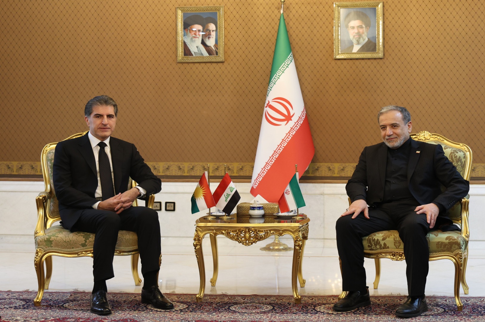 کۆبوونەوەى عەباس عێراقچى، وەزیرى دەرەوەى ئێران و نێچیرڤان بارزانى، سەرۆکى هەرێمى کوردستان