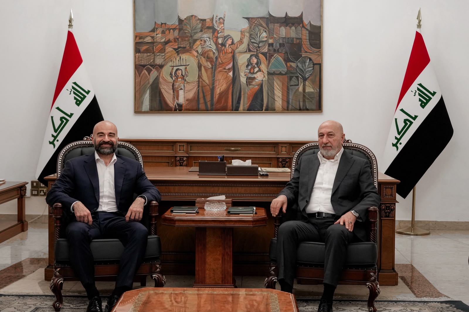 کۆبوونەوەی بافڵ جەلال تاڵەبانی، سەرۆکی یەکێتیی نیشتمانیی کوردستان و نزار ئامێدی، سەرۆککۆماری عێراق لە لەغداد
