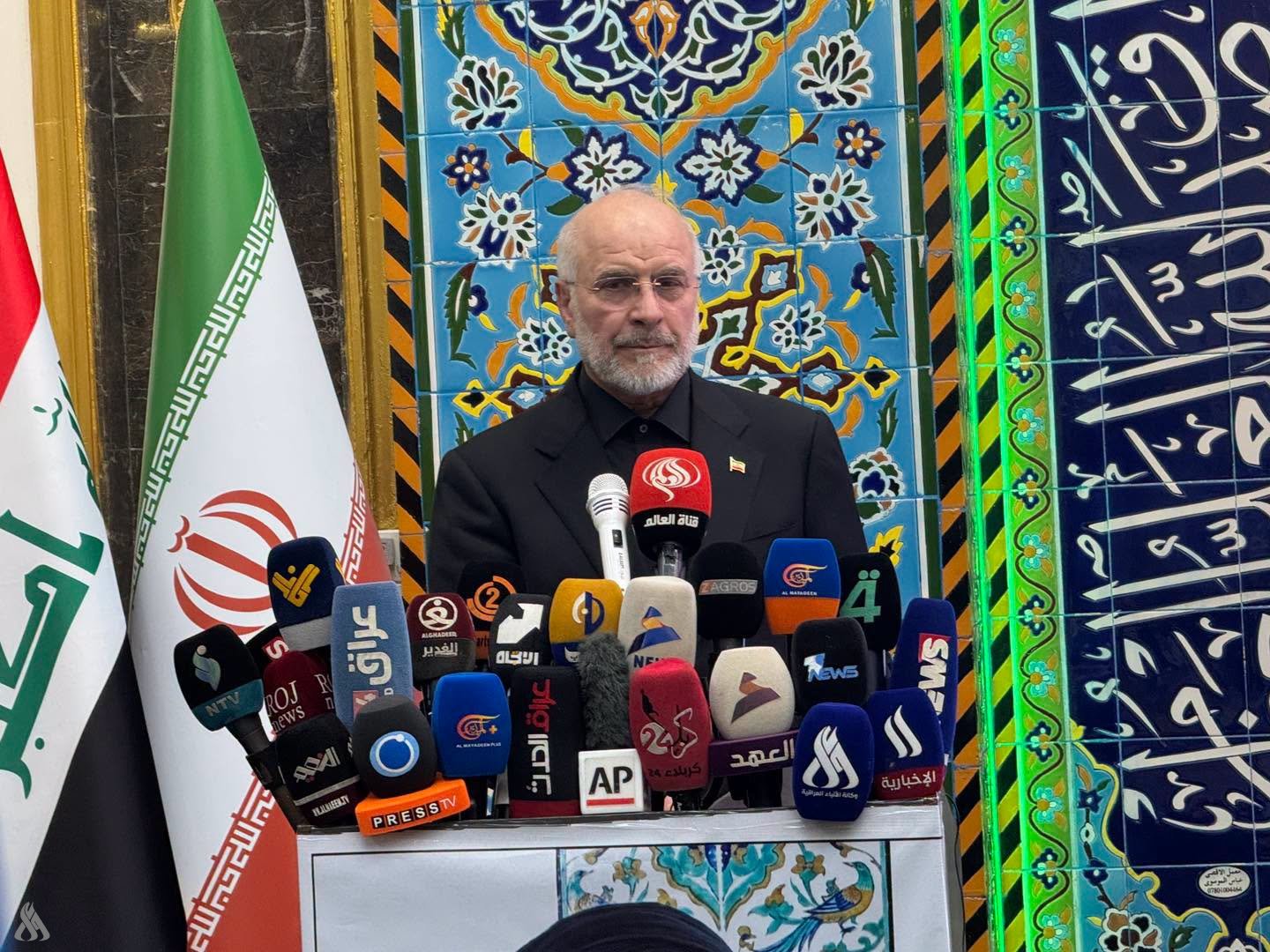 محەممەد باقر قالیباف، سەرۆکی پەرلەمانی ئێران لە پارێزگای کەربەلا . فۆتۆ: واع