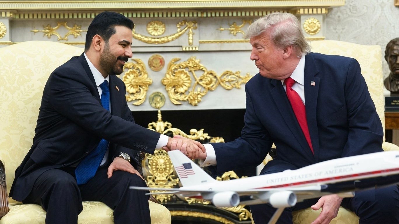 دیدارى دۆناڵد ترەمپ، سەرۆکى ویلایەتە یەکگرتووەکانى ئەمریکا و عەلى زەیدى، سەرۆکوەزیرانى عێراق لە کۆشکى سپى لە واشنتن