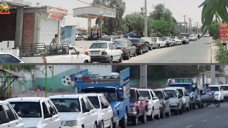 نۆرەگرتن بۆ وەرگرتنى بەنزین لە یەکێک لە شارەکانى ئێران