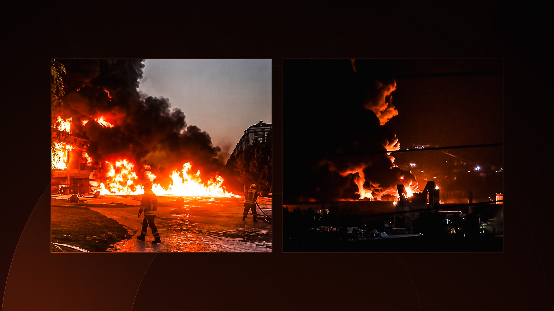 دیمەنی ئاگرەکەی ناوچەی تانجەرۆی سلێمانی کە بە ملیۆنان لیتر بەنزینی تیا سووتا و زیانێکی ماددی زۆریشی لێکەوتەوە