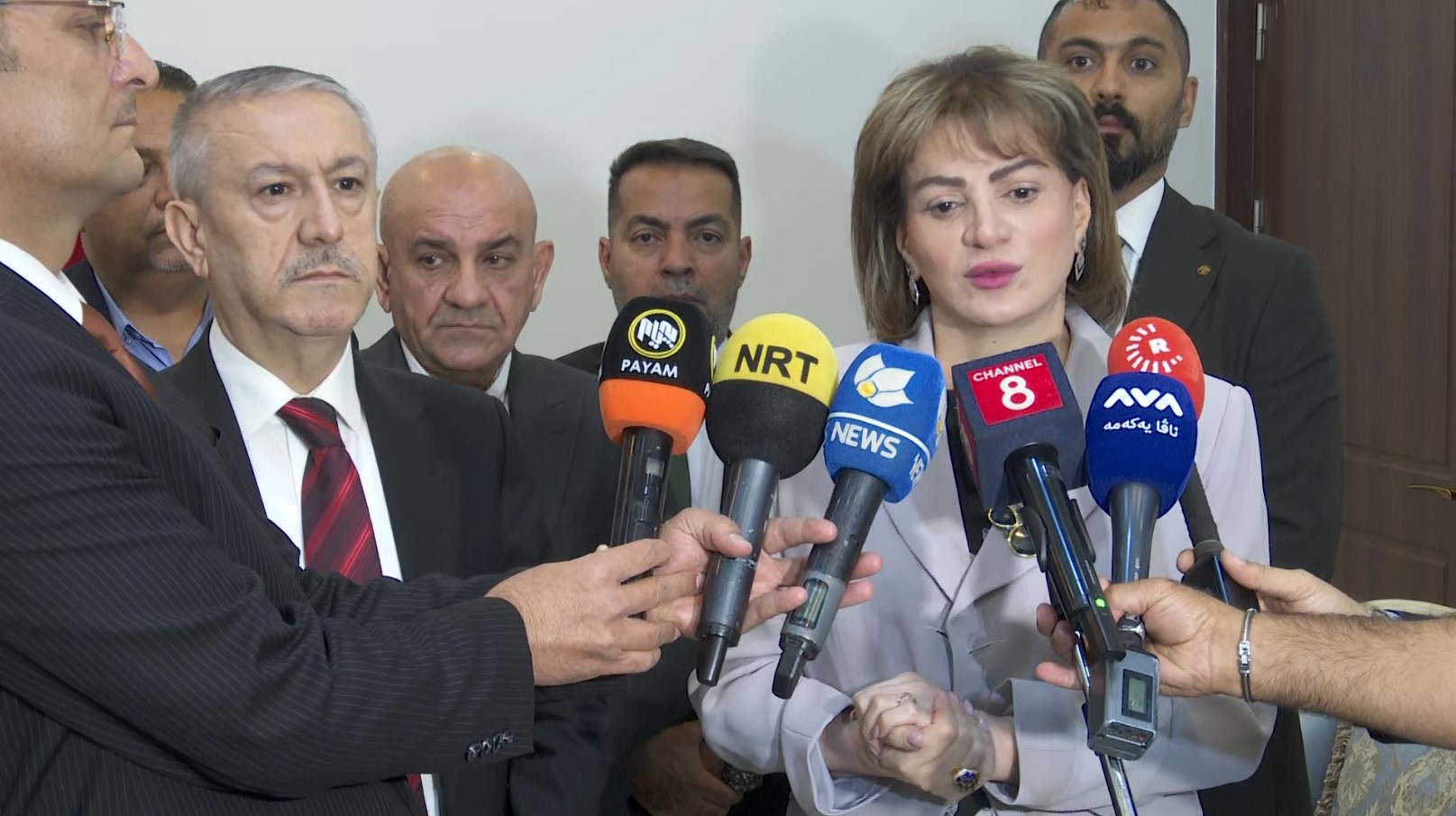 سروە عەبدولواحید، وەزیری ژینگەی عێراق لە کۆنفرانسێکی ڕۆژنامەوانیدا