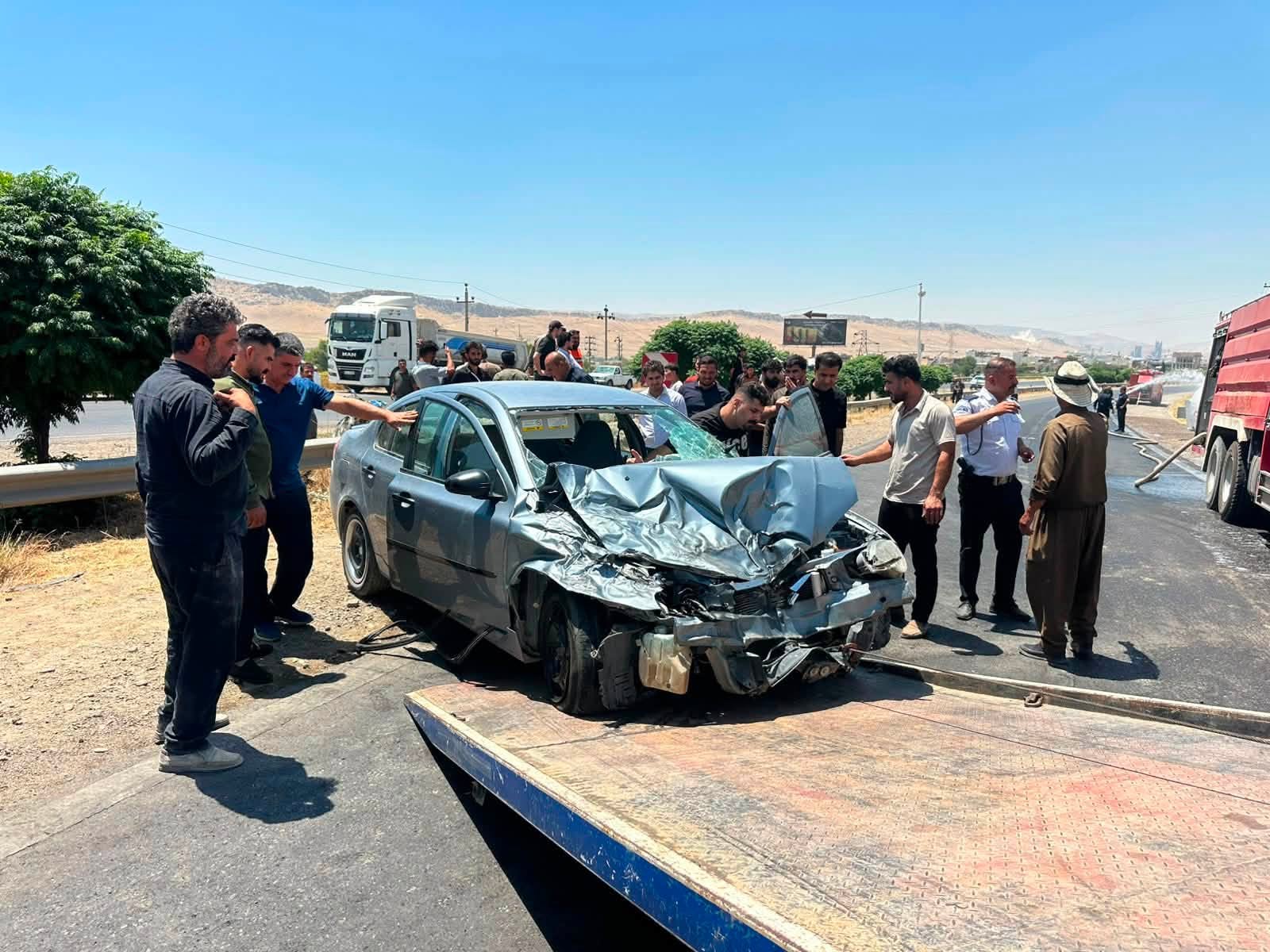 دیمەنی ئۆتۆمبێلێک لە دوای ڕووداوی هاتوچۆ لە سلێمانی. فۆتۆ: ئەژماری بەڕێوەبەرایەتیی هاتوچۆی سلێمانی - ئەرشیڤ