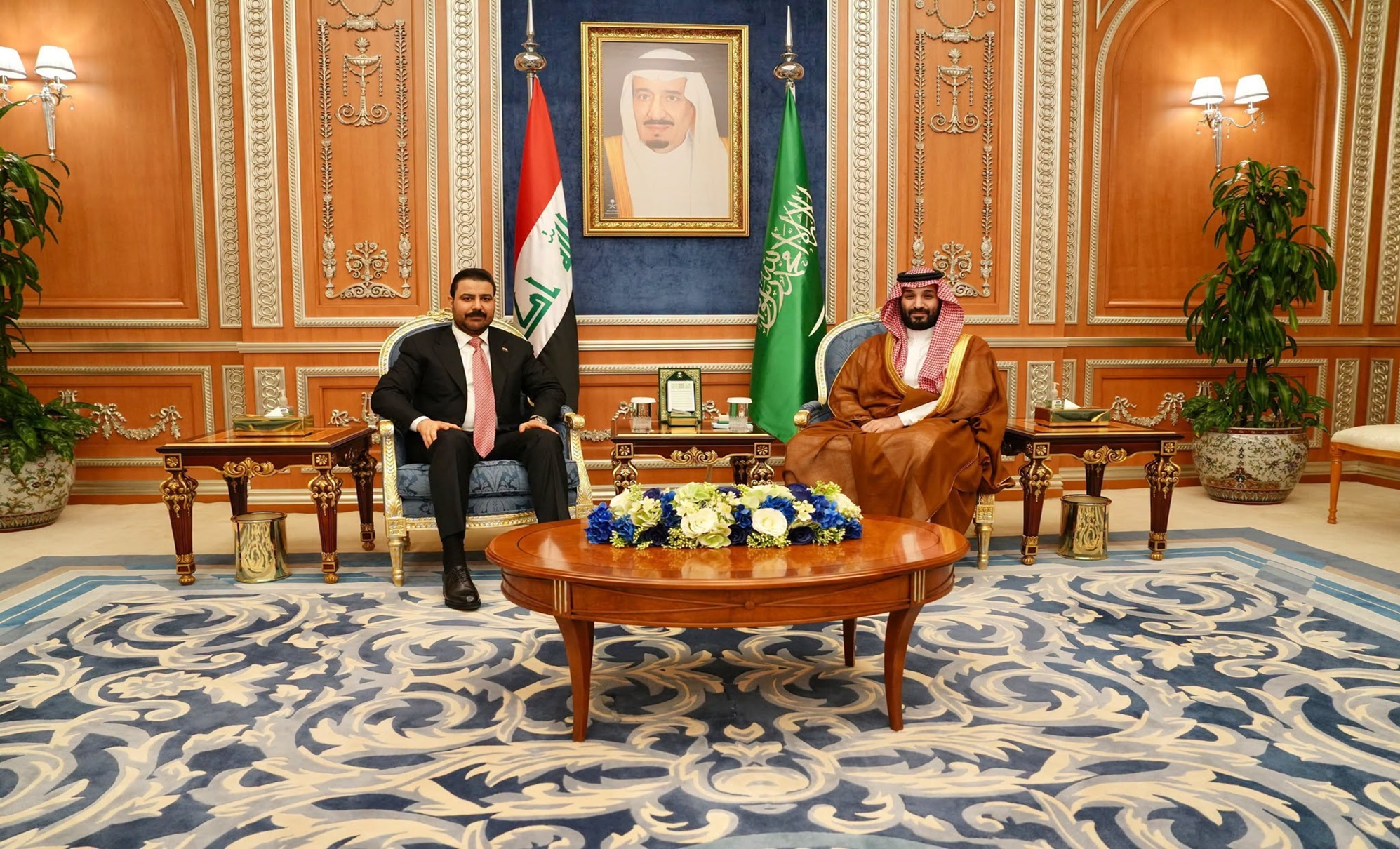 کۆبوونەوەى عەلى فالح زەیدى، سەرۆکوەزیرانى عێراق و محەمەد بن سەلمان، شازادەى جێنشینى سعودیە
