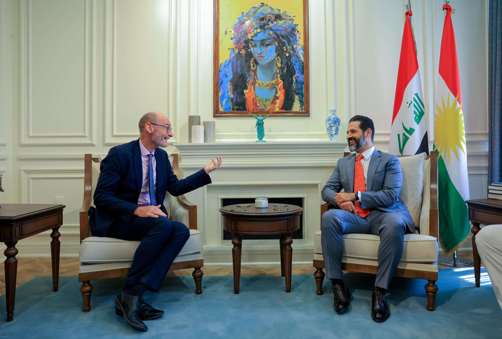 دیدار قباد طالبانی، معاون نخست وزیر اقلیم کردستان با استفان هیچن، سفیر انگلیس در عراق.