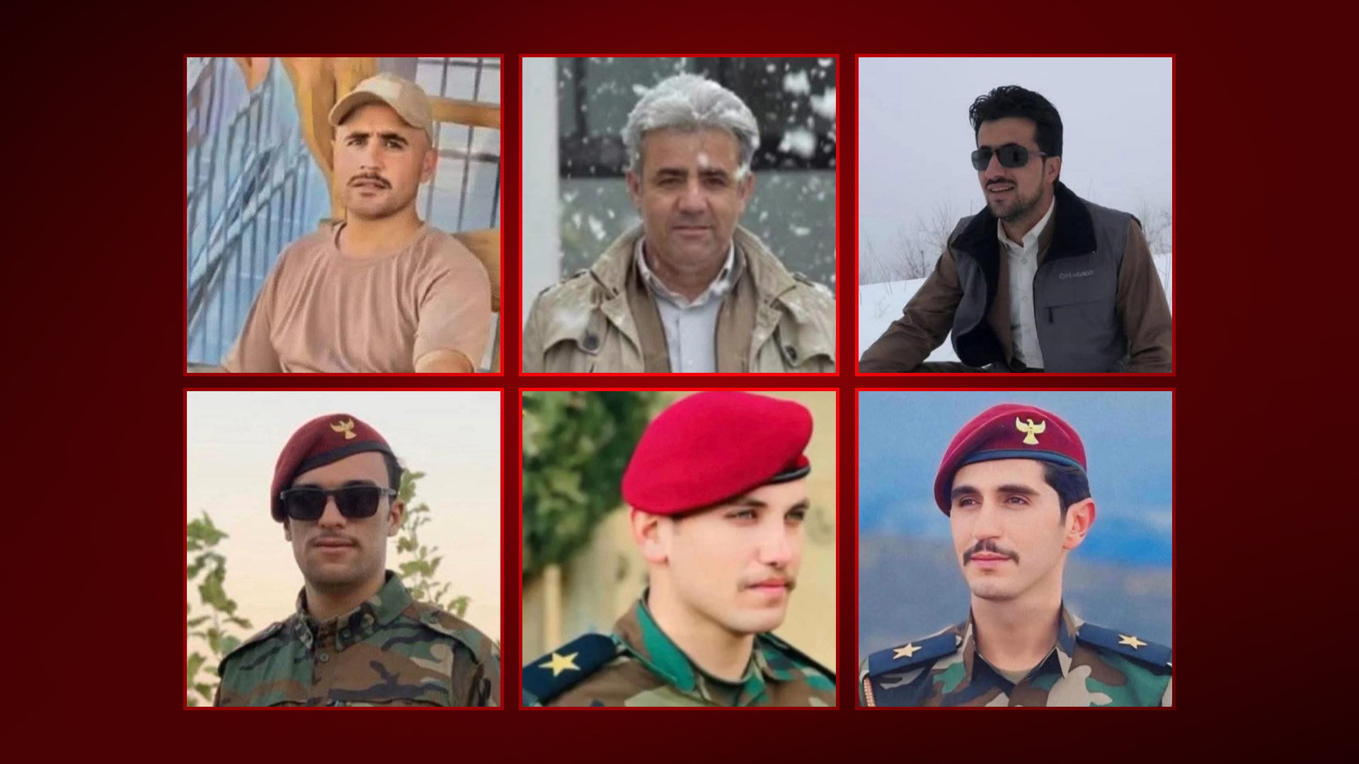 عکس شش پیشمرگه که در حمله موشکی نزدیک روستای کلکین شهید شدند