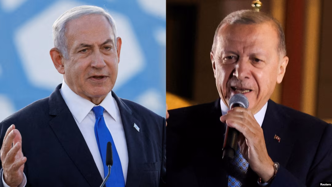 رجب طیب اردوغان، رئیس‌جمهور ترکیه و بنیامین نتانیاهو، نخست‌وزیر اسرائیل