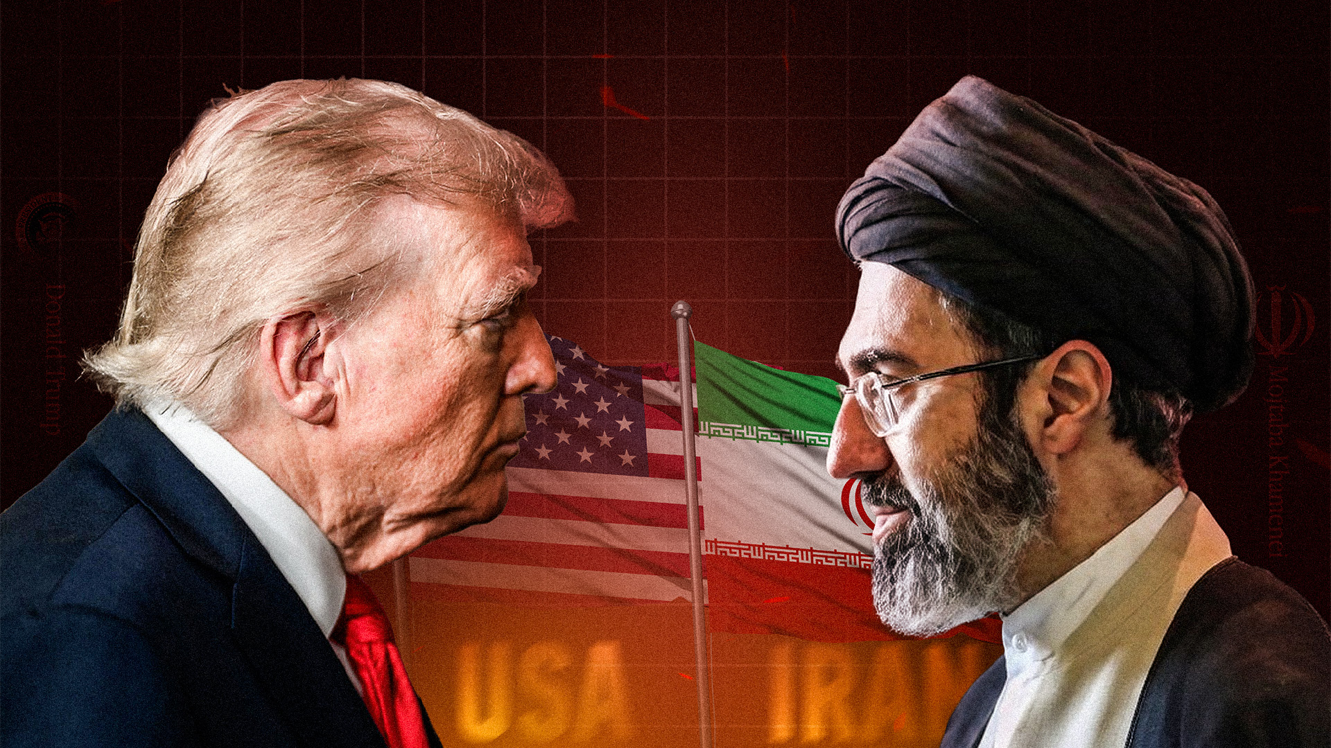 آیت‌الله مجتبی خامنه‌ای، رهبر جمهوری اسلامی ایران و دونالد ترامپ، رئیس‌جمهور آمریکا
