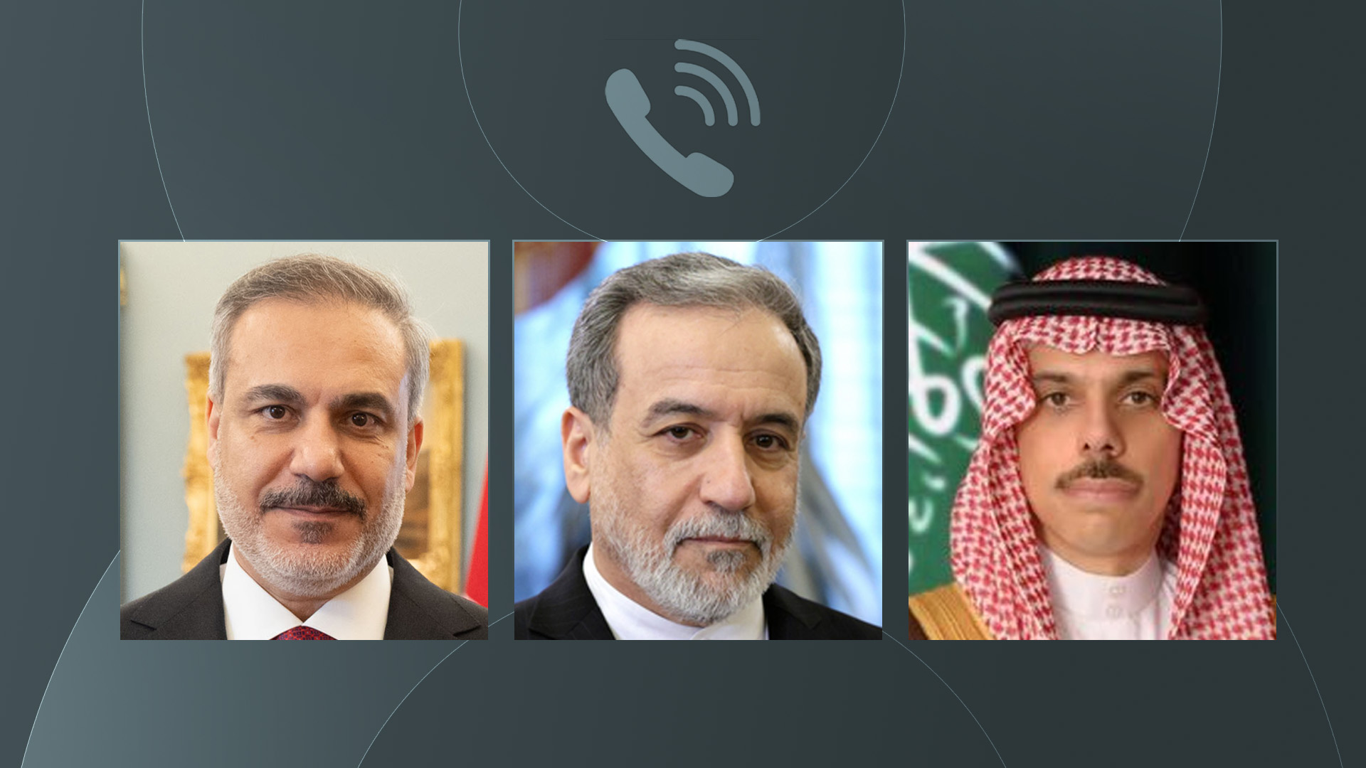 فیصل بن فرحان وزیر امور خارجه عربستان، عباس عراقچی وزیر امور خارجه ایران و هاکان فیدان وزیر امور خارجه ترکیه