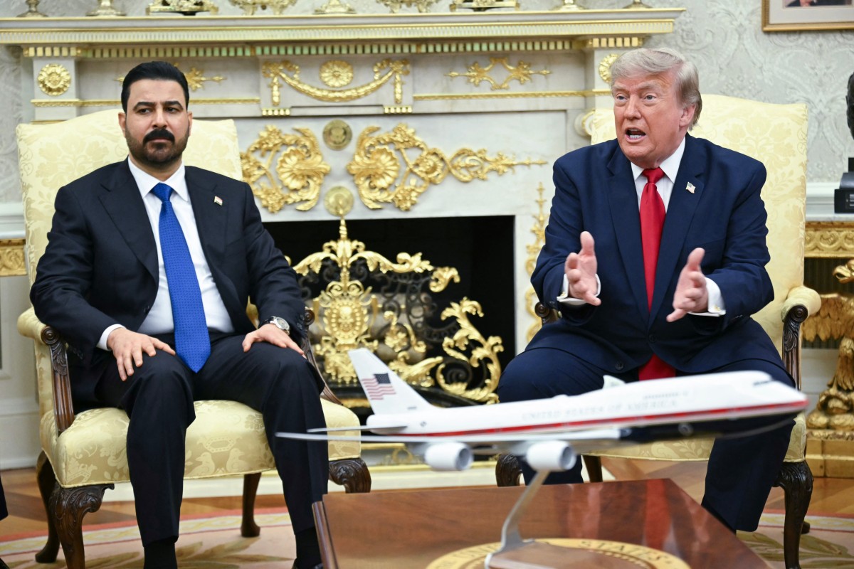 کنفرانس مطبوعاتی دونالد ترامپ، رئیس‌جمهور آمریکا و علی زیدی، نخست‌وزیر عراق، در کاخ سفید. عکس: AFP