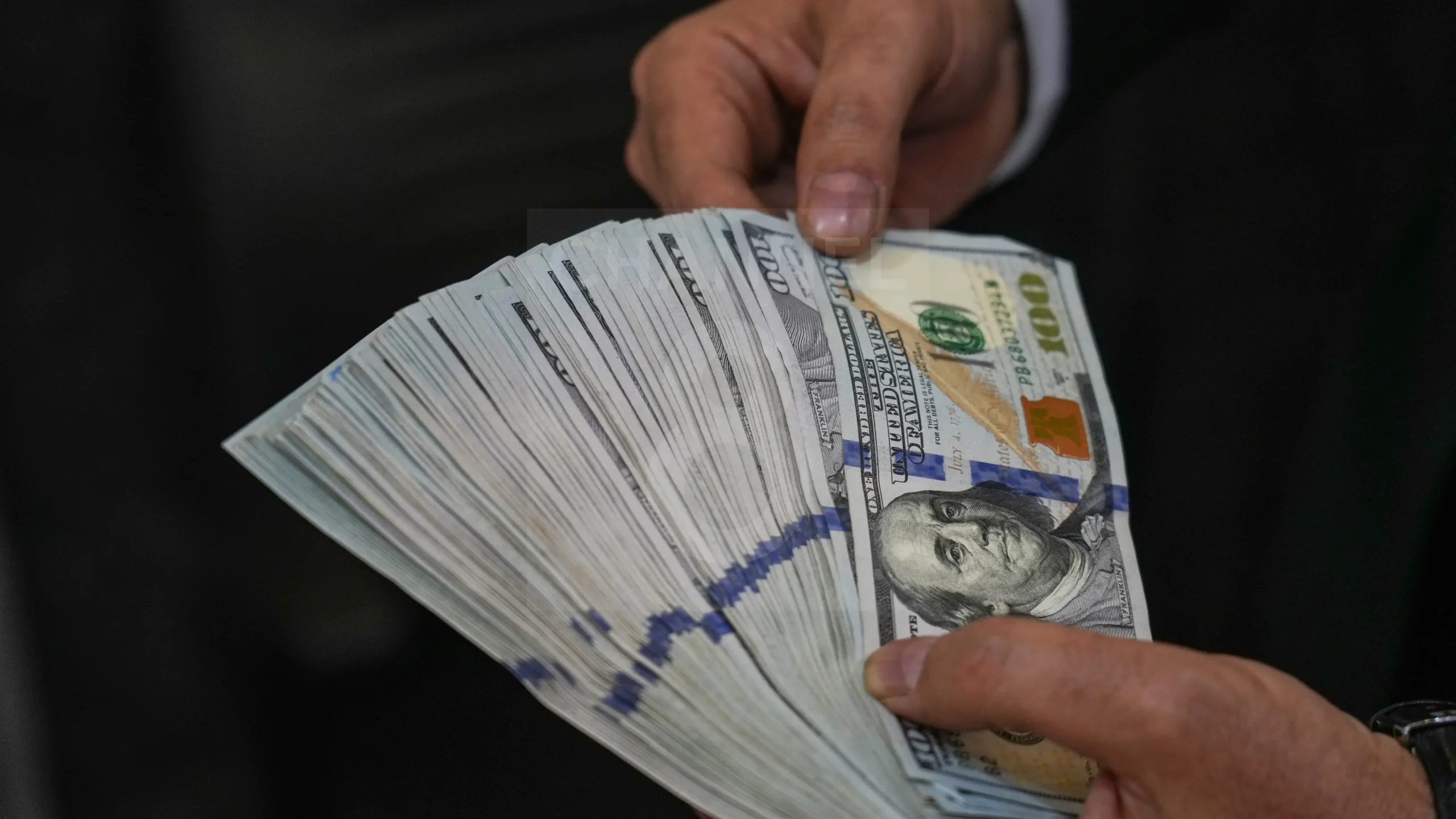 دلار آمریکا در یکی از صرافی‌های شهر سلیمانیه. عکس: حمه سور - کانال8