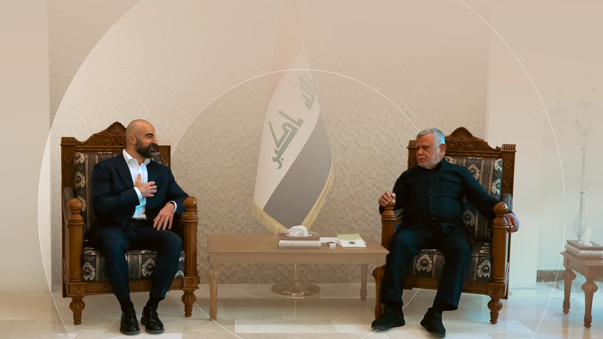 دیدار بافل جلال طالبانی، رئیس اتحادیه میهنی کوردستان و هادی عامری، رئیس ائتلاف فتح