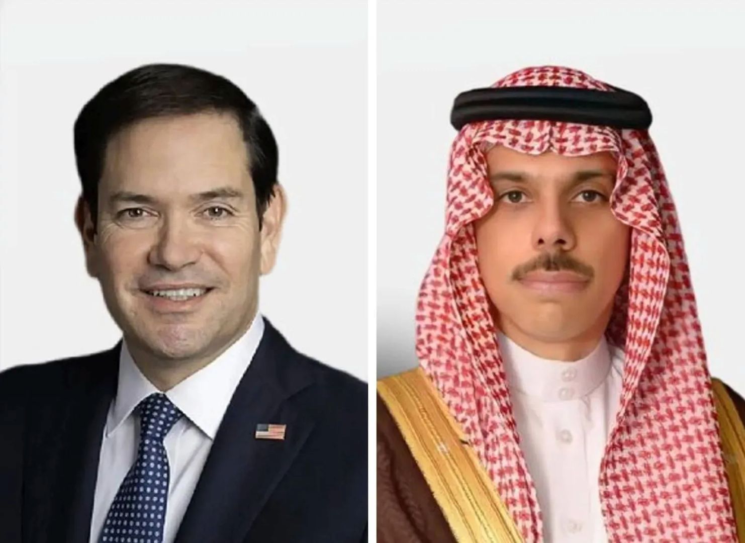 شاهزاده فیصل بن فرحان، وزیر خارجه عربستان و مارکو روبیو، وزیر امور خارجه آمریکا