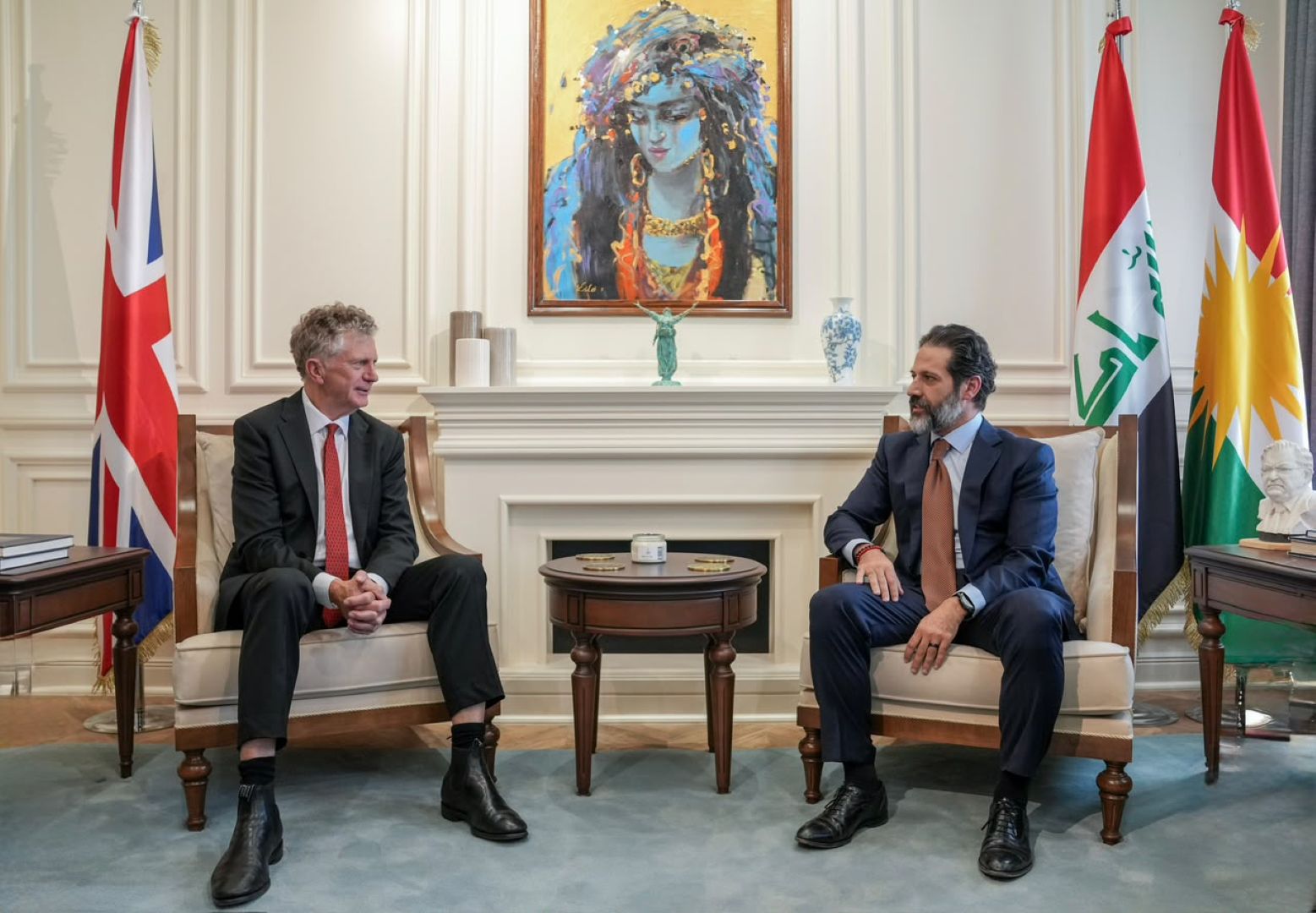 قباد طالبانی، معاون نخست‌وزیر حکومت اداره‌کننده اقلیم کوردستان و جاناتان پاول، مشاور امنیت ملی بریتانیا